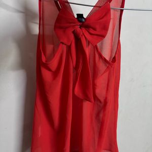 Red Back Bow Top