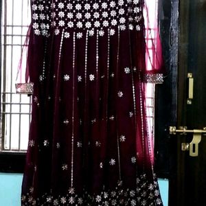 New Purple Heavy Embroidered Party Wear Dress