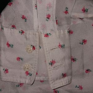 Coquette Floral Cute Shirt With Flower Buttons