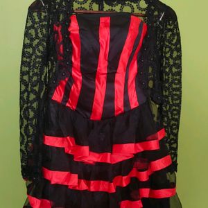 Flared Red And Black Party  DressNew With Tag