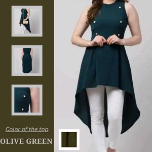 ❗Scullers: Olive green High Low long Top