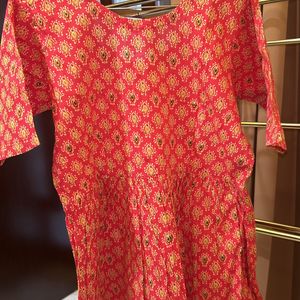 Peplum Rajasthani Pink Kurti