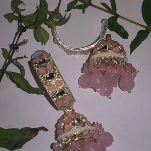 Pink Earring With Beautiful Work