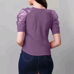 Purple Net Sleeves Top