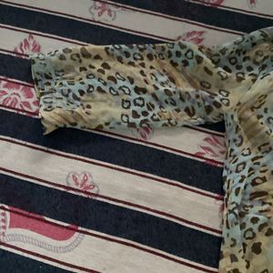 Blue Cheetah Print Top