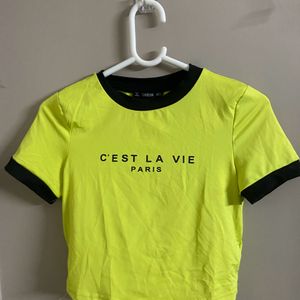 Neon green crop tee