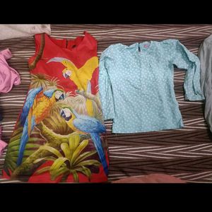 Combo Of 7 Full Sleeves Tops & Frock For 3-4 Years