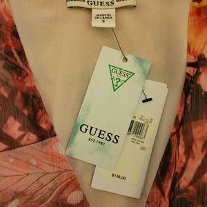 GUESS floral Printed V-neck Flutter Sleeves Dress