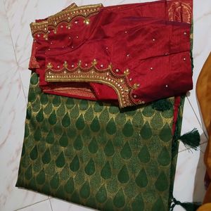 Saree With Maggam Blouse