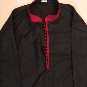 New Black Kurta With Red Churidar