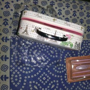 Combo Of Makeup Bag And Brushes Set Imported