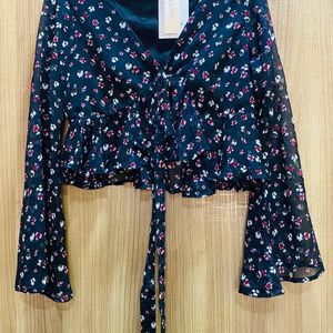 Black Floral Print Women Quiero Top