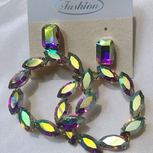 Rainbow Korean Glass Stone Earring