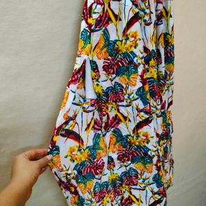 Floral Print Halter Neck Side Cut Long Dress