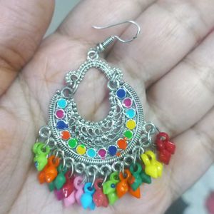 Silver Multicolour Bead Earrings