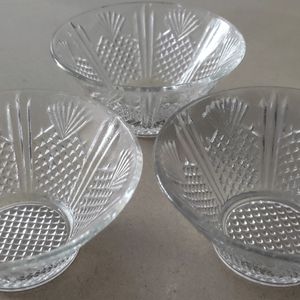 Glass Bowl With Beautiful Design(3 Bowls)