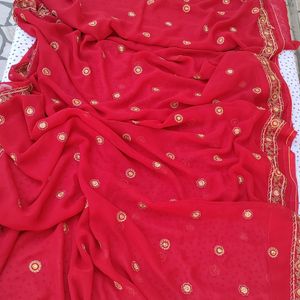 Deep Red Colour Saree