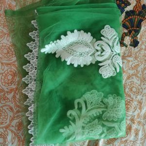 Green Net Embroidered Dupatta