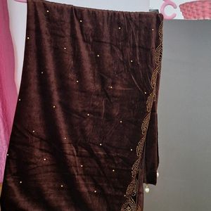 Brown Shawl With Stone Work