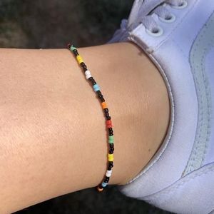 Handmade Multicolor Beaded Anklet – Minimalist✨