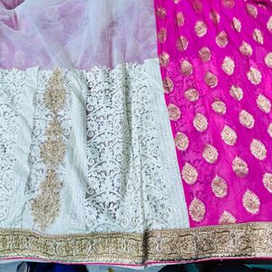 Georgette Pink Net Saree