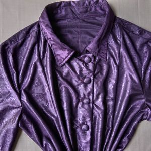 New Premium Satin Purple Box Print Shirt