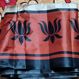 Paper Silk Saree With Blause Piece