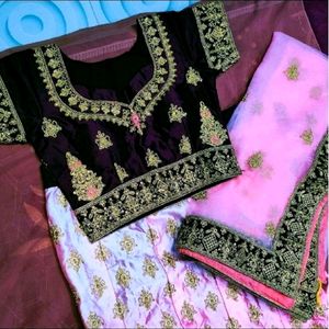 🩷 Pink Lehnga Double Cancan Layer