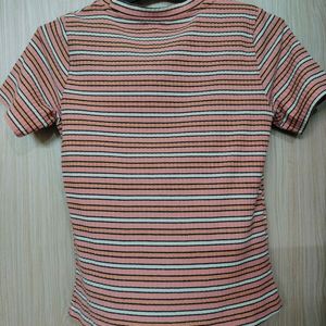 Pink Striped Casual Wear Top