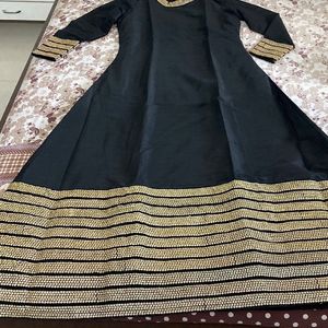 Designer Black And Gold Gown