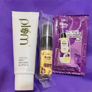 PLUM GREEN TEA FACE MASK BODY MIST AND OIL COMBO