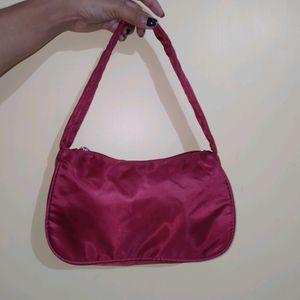 Aesthetic Maroon  Y2k CO BAUGETTE BAG