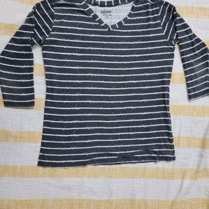 Grey And White Striped T Shirt