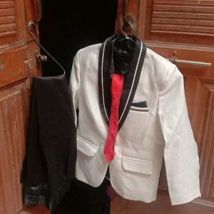 blezer ,pant,shirt set black,white,red tie