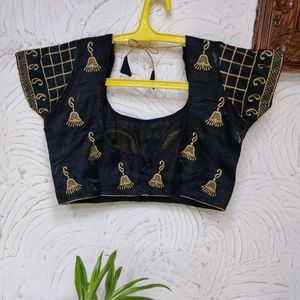 (New) Embroidered Padded Black & Golden Blouse