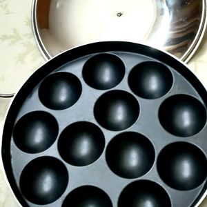 🍪TOSAA 12 CAVITY APPAM PATRA SIDE HANDLE WITH LID