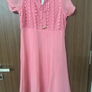 Price DropPink Georgette Anarkali With Pant And D