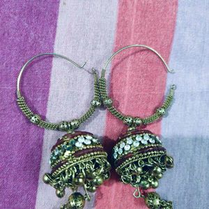 Earrings/Jhumkas Studded with Stones N Cut Danas