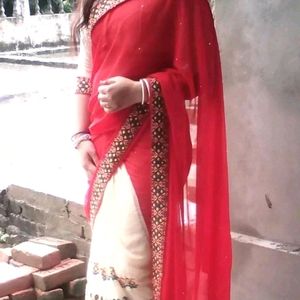 Dual Contrast Saree