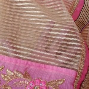 Beautiful Pink Golden Touch Sari