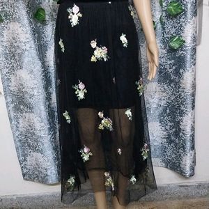 Floral Embroidered Black Dress