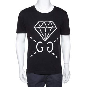 Gucci Black Guccighost Print Cotton Crew Neck Tshi