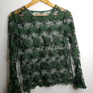 Green Printed Long Top (Girl' s)I