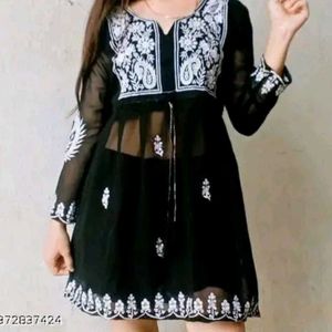 Black Georgette Short Kurti