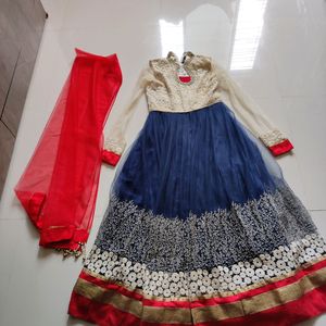 Navy Blue Gown with gharara