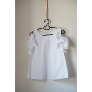 Cold Shoulder Top with ruffles and beads