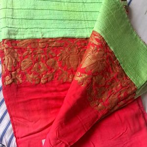 Red Saree Green Border