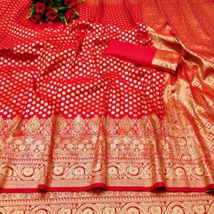 Banarashi Saree Pure Silver Zori Worked