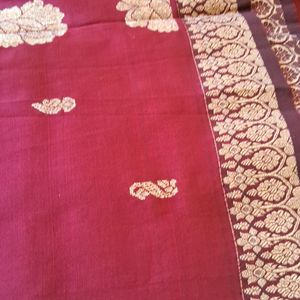 New Poly Silk Saree, Red-brown Mixed Colour