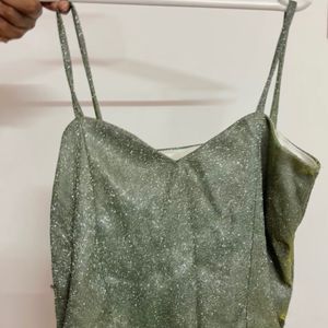 Silver Shimmery Party Wear Crop Top